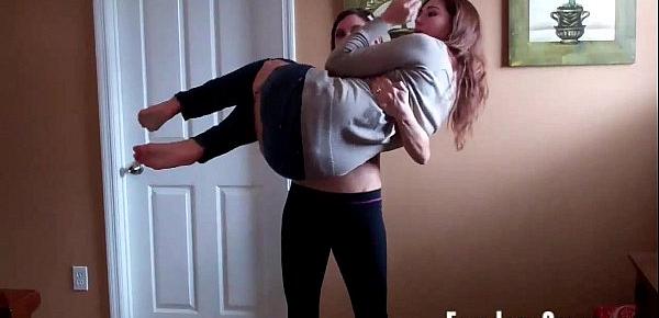  Two femdom mistreses lift carry each other